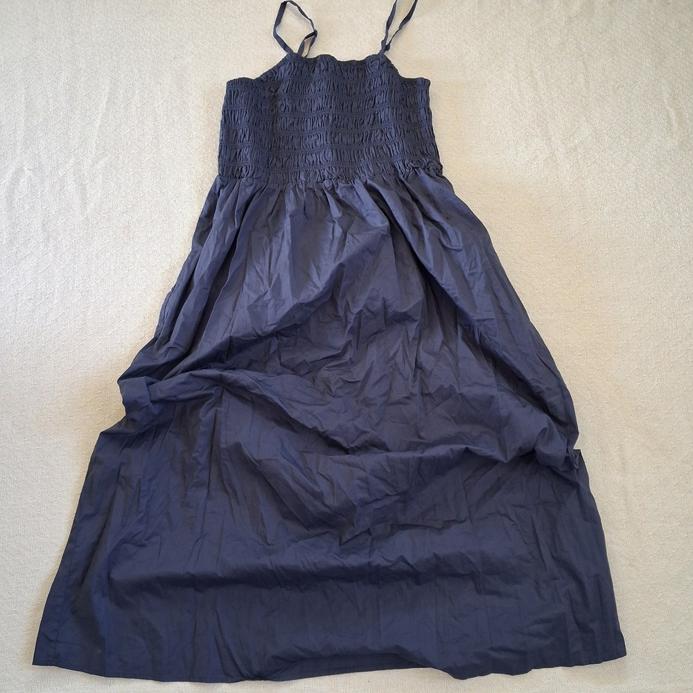 old navy fit & flare sleeveless smocked maxi cami dress blue minimalist feminine